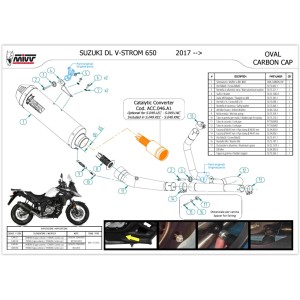 TERMINALE MIVV OVALE SUZUKI V-STROM 650 2017-2020, DEKAT CARBONIO