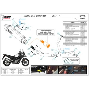 TERMINALE MIVV SPEED EDGE SUZUKI V-STROM 650 2017-2020, DEKAT ACCIAIO/CARBONIO