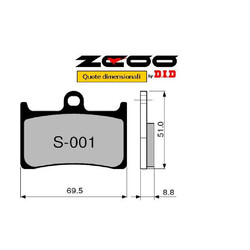 PASTILLAS DE FRENO DELANTERAS CARBON-CERAMIC ZCOO S001-EX YAMAHA FAZER 600 1997-2003, FZ6 S2/FZ6 FAZER S2 2007-2014