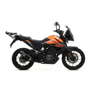 TERMINALE ARROW INDY RACE KTM 390 ADVENTURE 2022-2024, ALLUMINIO DARK/CARBONIO, OMOLOGATO