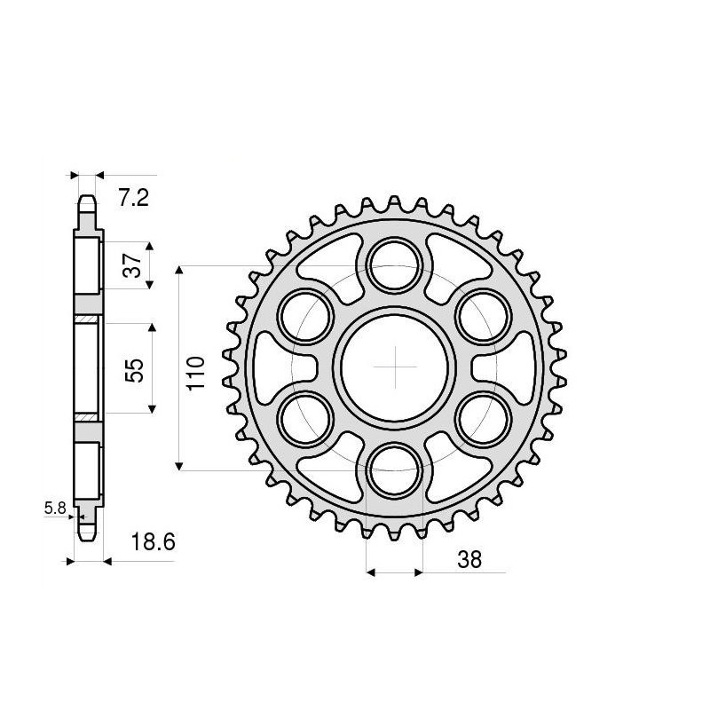 CORONA IN ACCIAIO PER CATENA 525 DUCATI PANIGALE V4 S 2022-2024