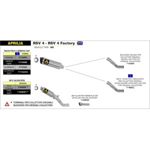 TERMINALE ARROW RACE-TECH APRILIA RSV4 FACTORY 2009-2012, TITANIO/CARBONIO, DEKAT