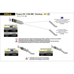 TERMINALE ARROW RACE-TECH APRILIA TUONO V4 1100 RR 2017-2020, TITANIO/CARBONIO, CATALIZZATO