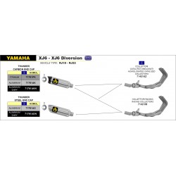 IMPIANTO DI SCARICO COMPLETO ARROW THUNDER YAMAHA XJ6 2013-2016, ALLUMINIO/CARBONIO, DEKAT