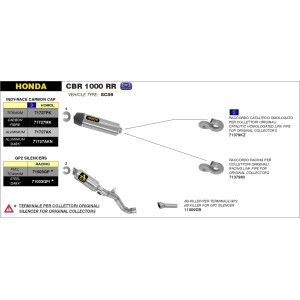 TERMINALE ARROW INDY RACE HONDA CBR 1000 RR 2012-2013, TITANIO/CARBONIO, CATALIZZATO