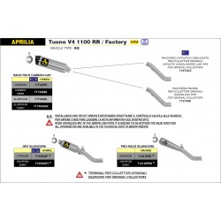 ARROW GP2 EXHAUST  APRILIA TUONO V4 1100 FACTORY 2017-2020, DARK STEEL, APPROVED