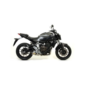 IMPIANTO DI SCARICO COMPLETO BASSO ARROW THUNDER YAMAHA MT-07 2014-2017, TITANIO/CARBONIO, CATALIZZATO