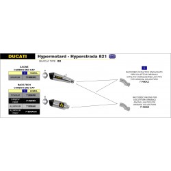 TERMINALE ARROW RACE-TECH DUCATI HYPERMOTARD 821 2013-2015, TITANIO/CARBONIO, DEKAT