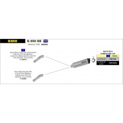 ARROW RACE-TECH EXHAUST  BMW G 650 GS 2011-2015, ALUMINUM/CARBON, CATALYTIC