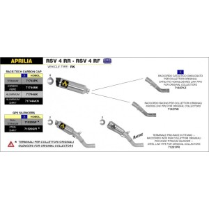 ARROW RACE-TECH EXHAUST APRILIA RSV4 RF 2015-2016, TITANIUM/CARBON, DEKAT