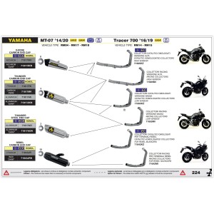 IMPIANTO DI SCARICO COMPLETO ALTO ARROW THUNDER YAMAHA MT-07 2018-2020, TITANIO/CARBONIO, CATALIZZATO