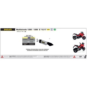 TERMINALE ARROW INDY RACE DUCATI MULTISTRADA 1200 S 2016-2017, ALLUMINIO DARK, OMOLOGATO
