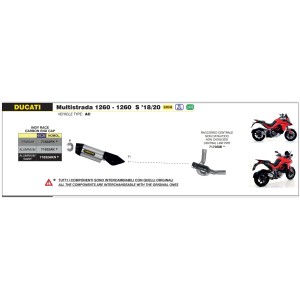TERMINALE ARROW INDY RACE DUCATI MULTISTRADA 1260 S 2018-2020, ALLUMINIO DARK, OMOLOGATO