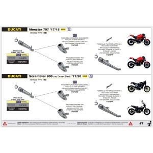 TERMINALE DI SCARICO ARROW PRO-RACE DUCATI MONSTER 797 2017-2020, TITANIO, RACING