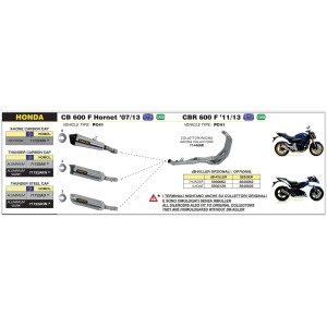 TERMINALE ARROW THUNDER HONDA HORNET 600 2007-2010, ALLUMINIO DARK/ACCIAIO, OMOLOGATO