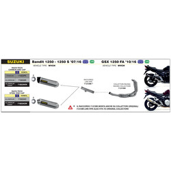 ARROW RACE-TECH EXHAUST  SUZUKI BANDIT 1250 2007-2010, ALUMINUM/STEEL, APPROVED