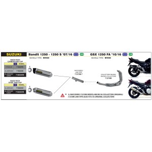 ARROW RACE-TECH EXHAUST SUZUKI BANDIT 1250 2007-2010, TITANIUM/CARBON, APPROVED