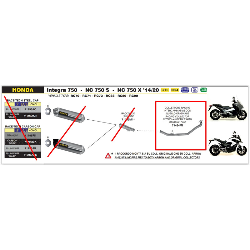 COLLETTORE RACING ARROW HONDA NC 750 X 2021-2024
