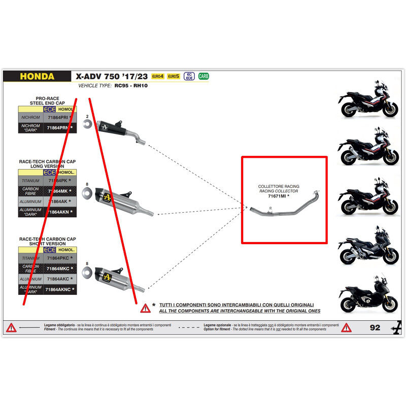 COLLETTORE RACING ARROW HONDA X-ADV 750 2021-2024