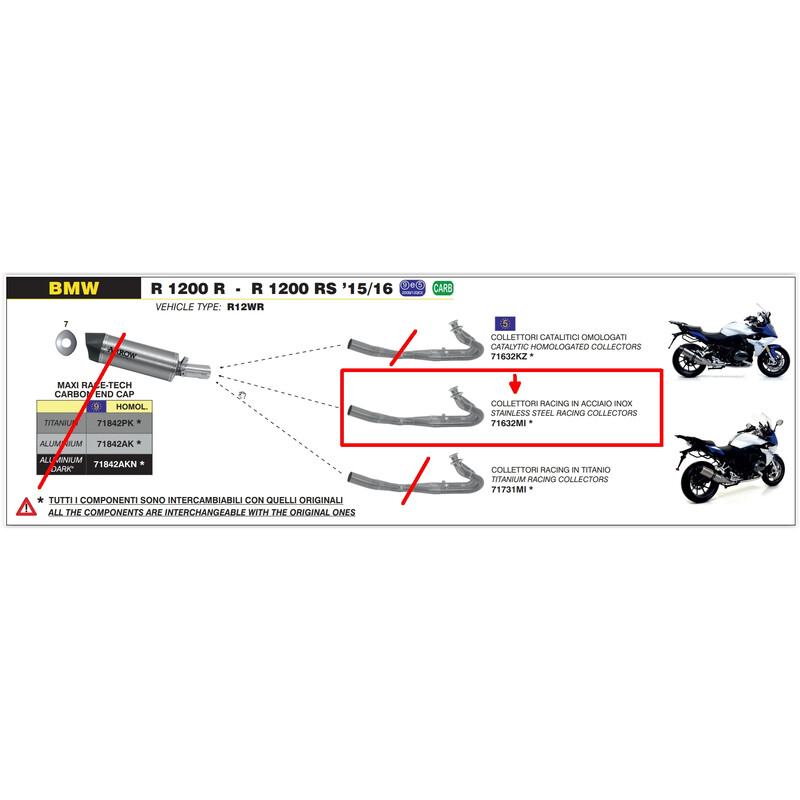 COLLETTORI RACING ARROW BMW R 1200 RS 2015-2016*