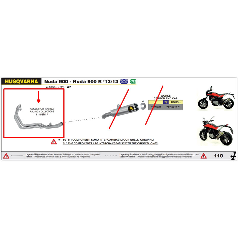 COLLETTORI RACING ARROW HUSQVARNA NUDA 900