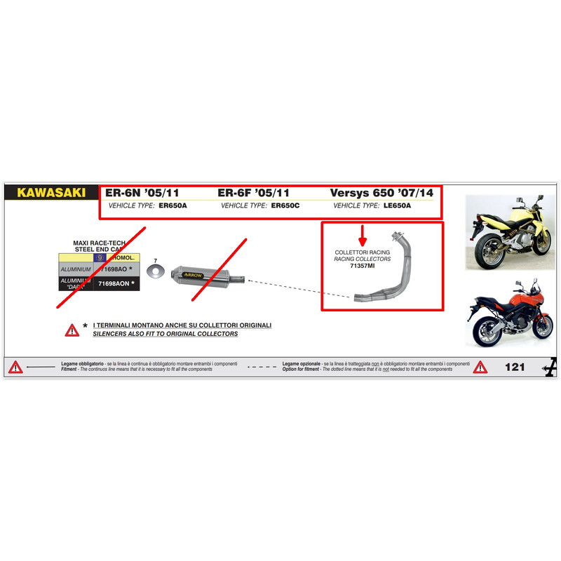 ARROW RACING COLLECTORS  KAWASAKI ER-6N 2006-2008