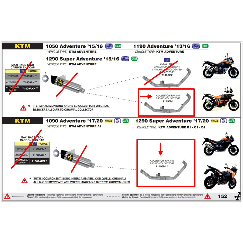 COLLETTORI RACING ARROW KTM 1050 ADVENTURE 2015-2016