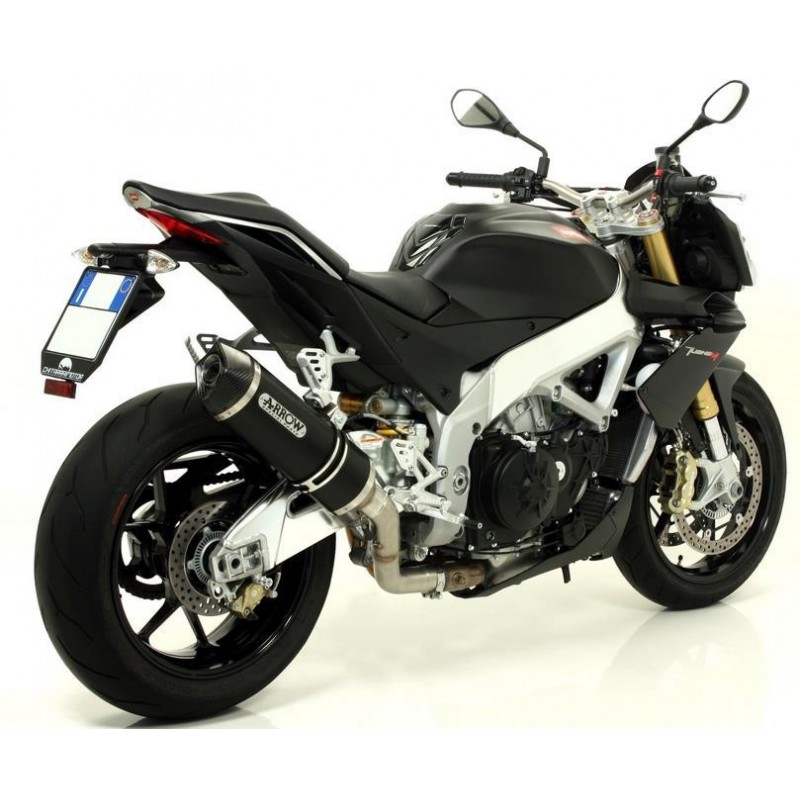 TERMINALE ARROW RACE-TECH APRILIA TUONO V4 R 2011-2013, ALLUMINIO DARK/CARBONIO, CATALIZZATO
