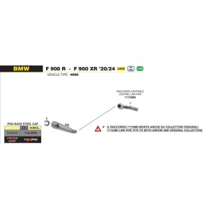 TERMINALE ARROW PRO-RACE BMW F 900 R 2020-2024, ACCIAIO, OMOLOGATO