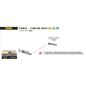 TERMINALE ARROW PRO-RACE BMW F 900 R 2020-2024, ACCIAIO DARK, OMOLOGATO