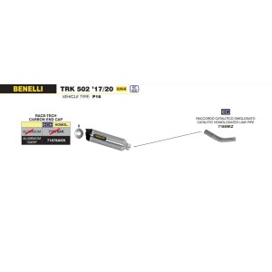 TERMINALE ARROW RACE-TECH BENELLI TRK 502 2018-2020, ALLUMINIO DARK/CARBONIO, CATALIZZATO