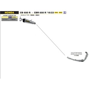IMPIANTO DI SCARICO COMPLETO ARROW X-KONE HONDA CBR 650 R 2021-2023, ACCIAIO/CARBONIO, DEKAT