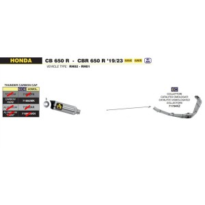 IMPIANTO DI SCARICO COMPLETO ARROW THUNDER HONDA CB 650 R 2019-2020, CARBONIO, DEKAT