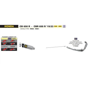 IMPIANTO DI SCARICO COMPLETO ARROW THUNDER HONDA CB 650 R 2021-2023, ALLUMINIO/CARBONIO, CATALIZZATO