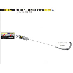 ARROW THUNDER FULL EXHAUST SYSTEM HONDA CB 650 R 2021-2023, DARK ALUMINUM/STEEL, DEKAT