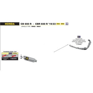 IMPIANTO DI SCARICO COMPLETO ARROW THUNDER HONDA CBR 650 R 2021-2023, ALLUMINIO DARK/ACCIAIO, CATALIZZATO