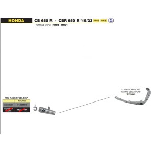 IMPIANTO DI SCARICO COMPLETO ARROW PRO-RACE HONDA CB 650 R 2021-2023, ACCIAIO, DEKAT