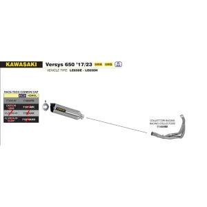IMPIANTO DI SCARICO COMPLETO ARROW RACE-TECH KAWASAKI VERSYS 650 2022-2024 (EURO 5), TITANIO/CARBONIO, DEKAT