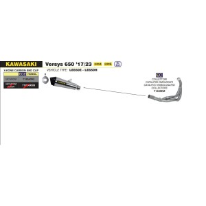ARROW X-KONE FULL EXHAUST SYSTEM KAWASAKI VERSYS 650 2022-2024 (EURO 5), STEEL/CARBON, CATALYTIC