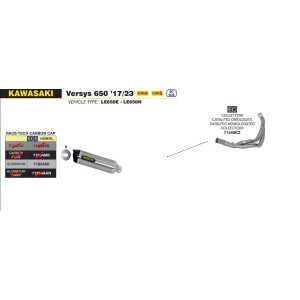 ARROW RACE-TECH FULL EXHAUST SYSTEM KAWASAKI VERSYS 650 2022-2024 (EURO 5), ALUMINUM/CARBON, CATALYTIC