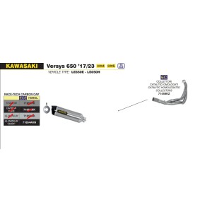 ARROW RACE-TECH FULL EXHAUST SYSTEM KAWASAKI VERSYS 650 2022-2024 (EURO 5), DARK ALUMINUM/CARBON, CATALYTIC