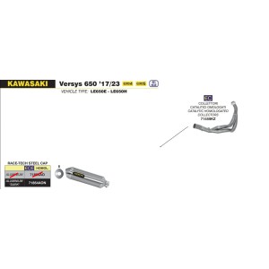 IMPIANTO DI SCARICO COMPLETO ARROW RACE-TECH KAWASAKI VERSYS 650 2022-2024 (EURO 5), ALLUMINIO DARK/ACCIAIO, CATALIZZATO