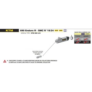 TERMINALE ARROW RACE-TECH KTM 690 SMC R 2019-2020, TITANIO/CARBONIO, DEKAT