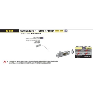 TERMINALE ARROW RACE-TECH KTM 690 ENDURO R 2021-2024, CATALIZZATO DARK/ACCIAIO