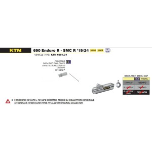 TERMINALE ARROW RACE-TECH KTM 690 ENDURO R 2021-2024, TITANIO/ACCIAIO, CATALIZZATO