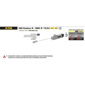 ARROW RACE-TECH EXHAUST KTM 690 ENDURO R 2021-2024, TITANIUM/CARBON, CATALYTIC