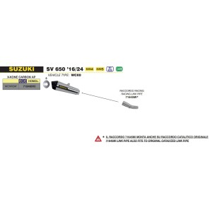 TERMINALE ARROW X-KONE SUZUKI SV 650 2016-2020, ACCIAIO/CARBONIO, OMOLOGATO