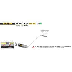 TERMINALE ARROW RACE-TECH SUZUKI SV 650 2021-2024, ALLUMINIO DARK/CARBONIO, OMOLOGATO