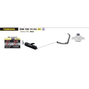 IMPIANTO DI SCARICO COMPLETO ARROW REBEL YAMAHA XSR 700 2021-2023, ACCIAIO DARK/ALLUMINIO, CATALIZZATO
