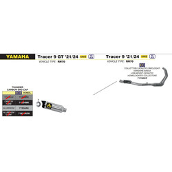 IMPIANTO DI SCARICO COMPLETO ARROW THUNDER YAMAHA TRACER 9 GT 2021-2024, ALLUMINIO/CARBONIO, CATALIZZATO